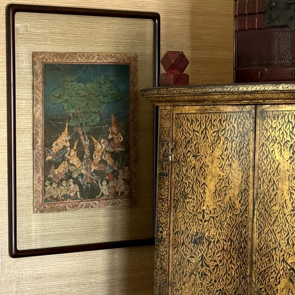 Antigua Pintura Tailandesa Vessantara Escena Jataka sobre Tela en venta 4