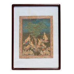 Antique Thai Vessantara Jataka Scene Painting on Cloth