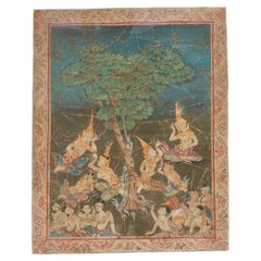 Antique Thai Vessantara Jataka Scene Painting on Cloth