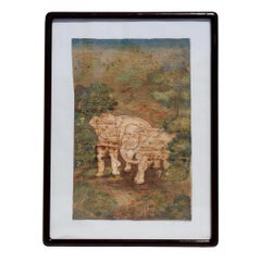 Antique Thai White Elephant Painting on Cloth, Rattanakosin School