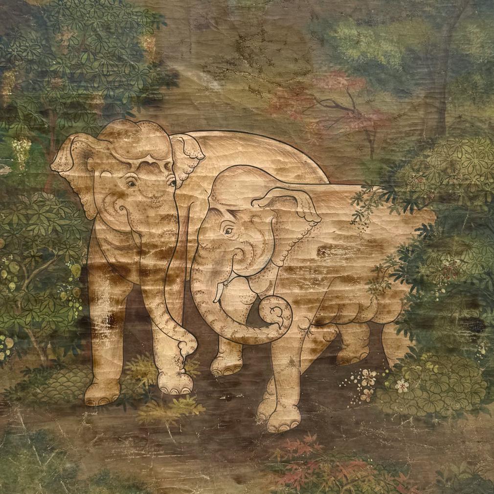 Antique Thai White Elephant Painting on Cloth, Rattanakosin School For Sale 2