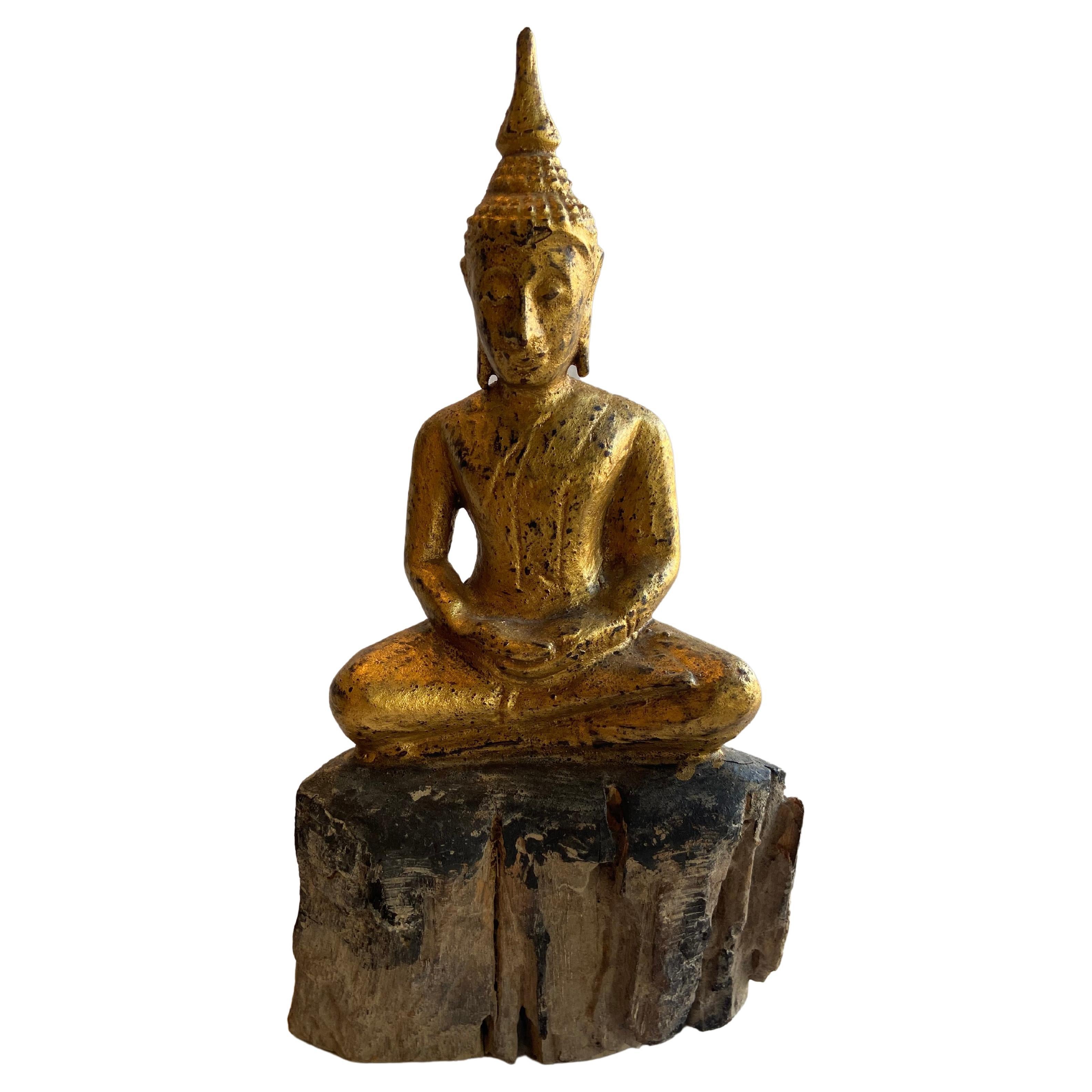 4 Mini Gold Buddha,4 Mini Lach Meditation-Buddha,4 Mini Happy Buddha 