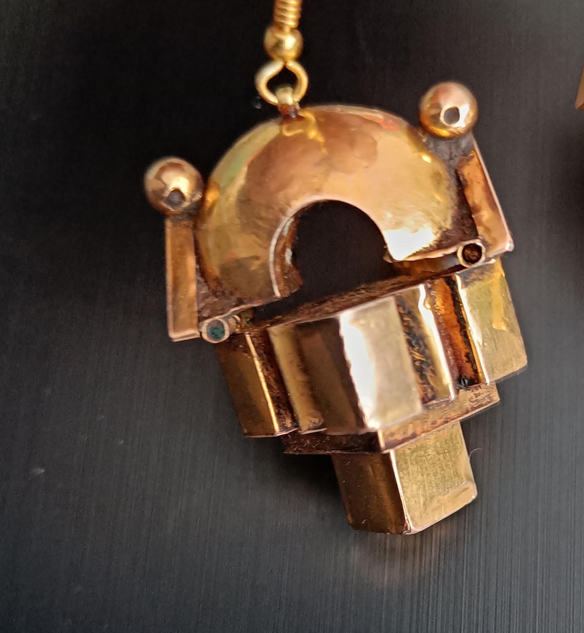 Antike Thandatti Goldohrringe - South India Asiatischer Schmuck Tribal Art (Indisch) im Angebot