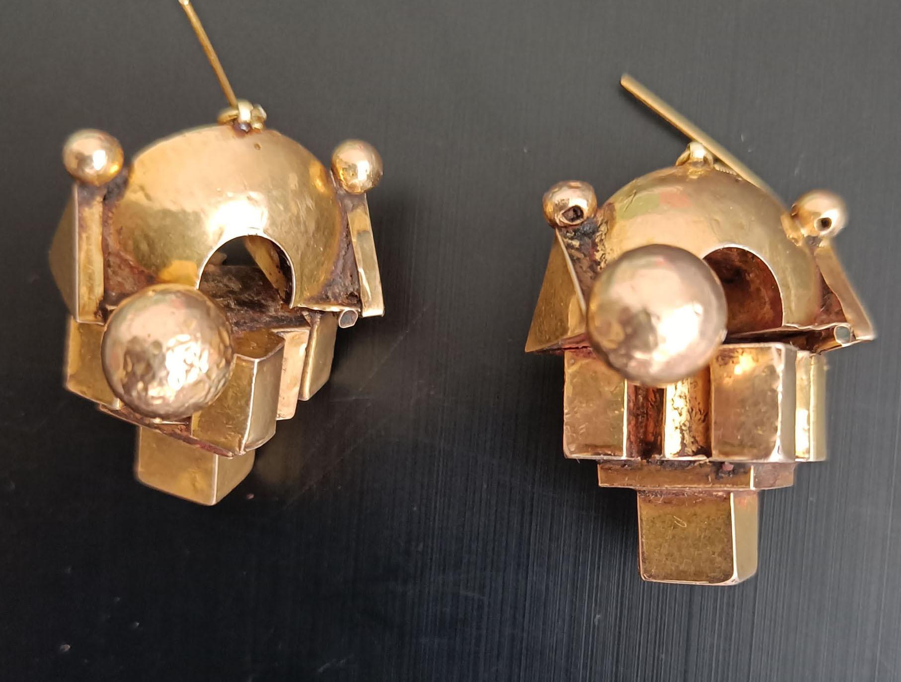 Antike Thandatti Goldohrringe - South India Asiatischer Schmuck Tribal Art im Zustand „Gut“ im Angebot in London, GB