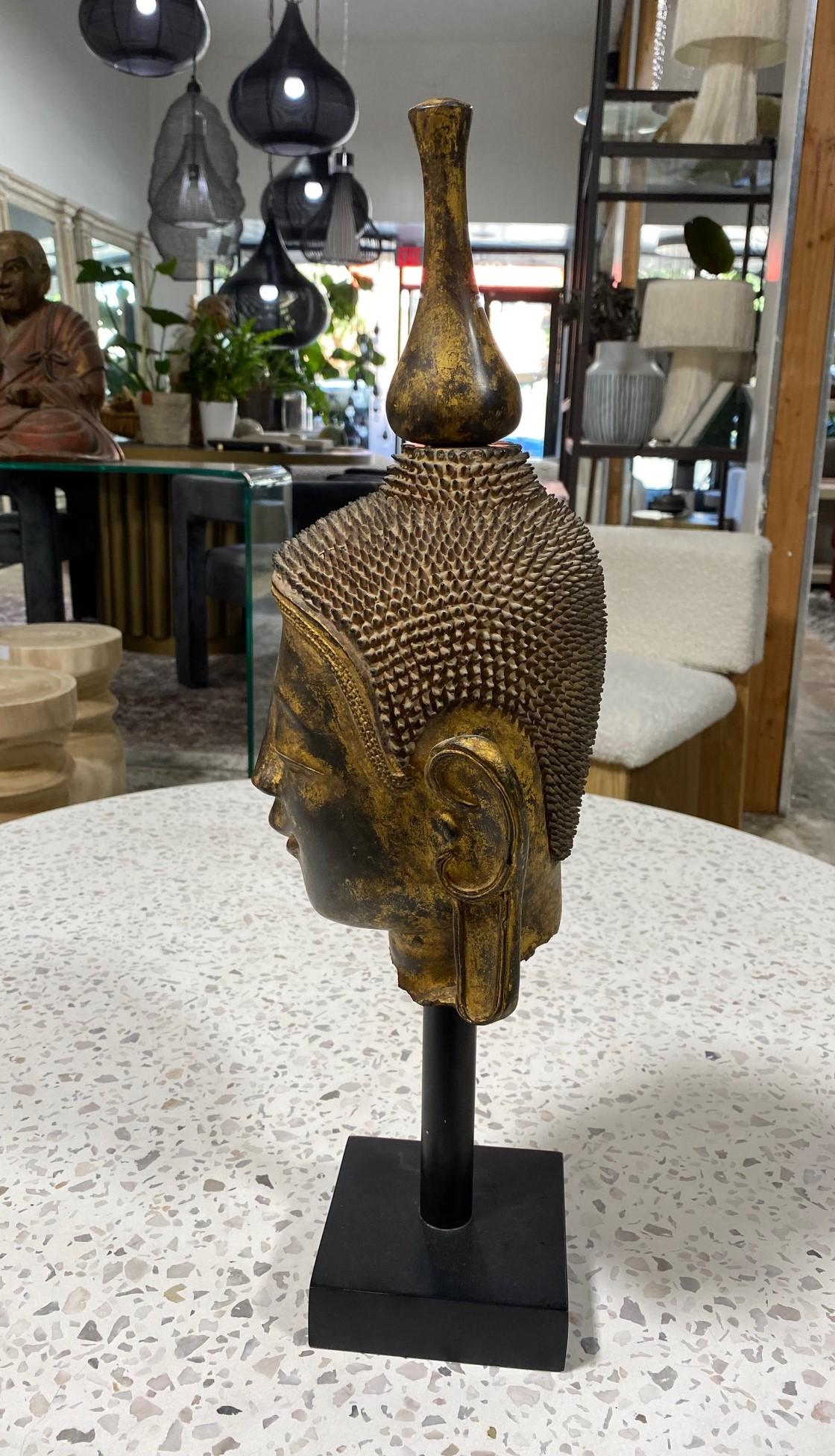 Antique Thayo Burmese Burma Myanmar Shan Thai Asian Buddha Head Sculpture Statue For Sale 2
