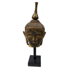 Antique Thayo Burmese Burma Myanmar Shan Thai Asian Buddha Head Sculpture Statue
