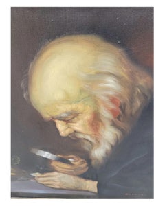 Antique ”The Collector” Painting Signed by Navarro