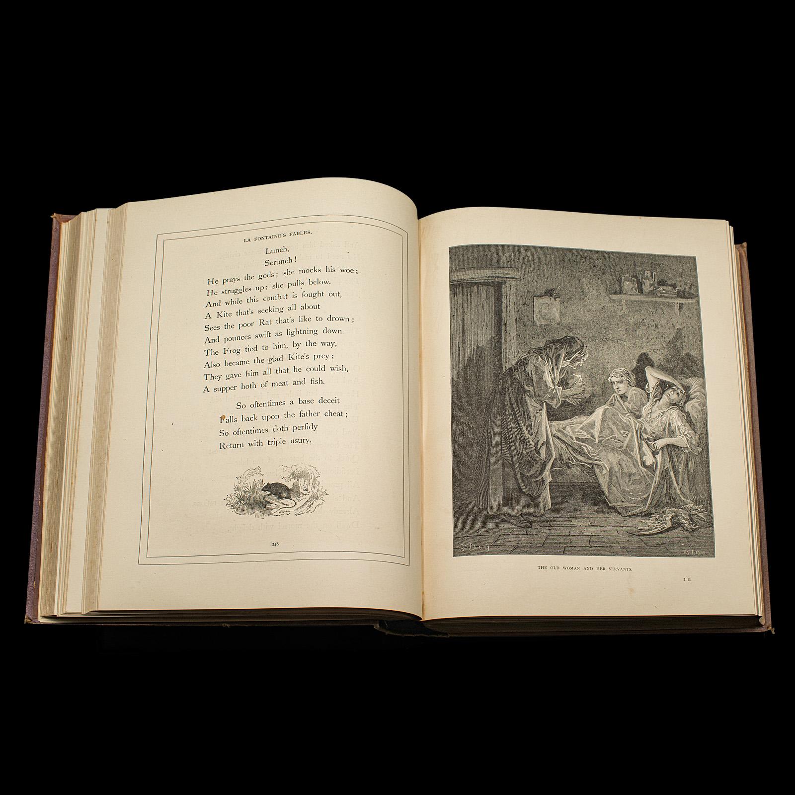 Antique The Fables Book, Historic Literature, English, Illustrated, Victorian For Sale 4