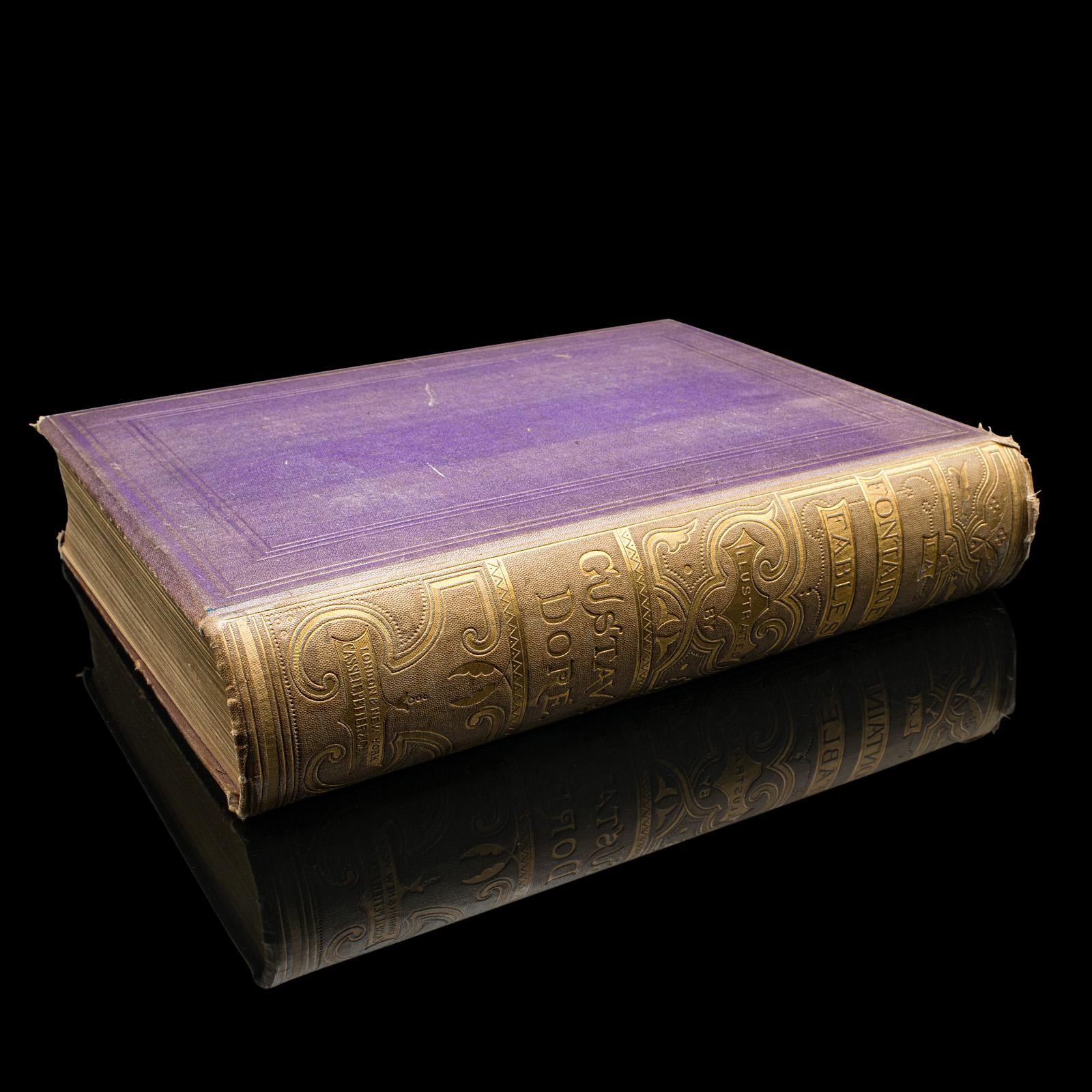 This is a superb antique edition of 'The Fables' by Jean de La Fontaine, translated into English verse by Walter Thornbury and illustrated throughout by Gustave Doré. A fine, intact circa 1870 Victorian copy with charming light markings,