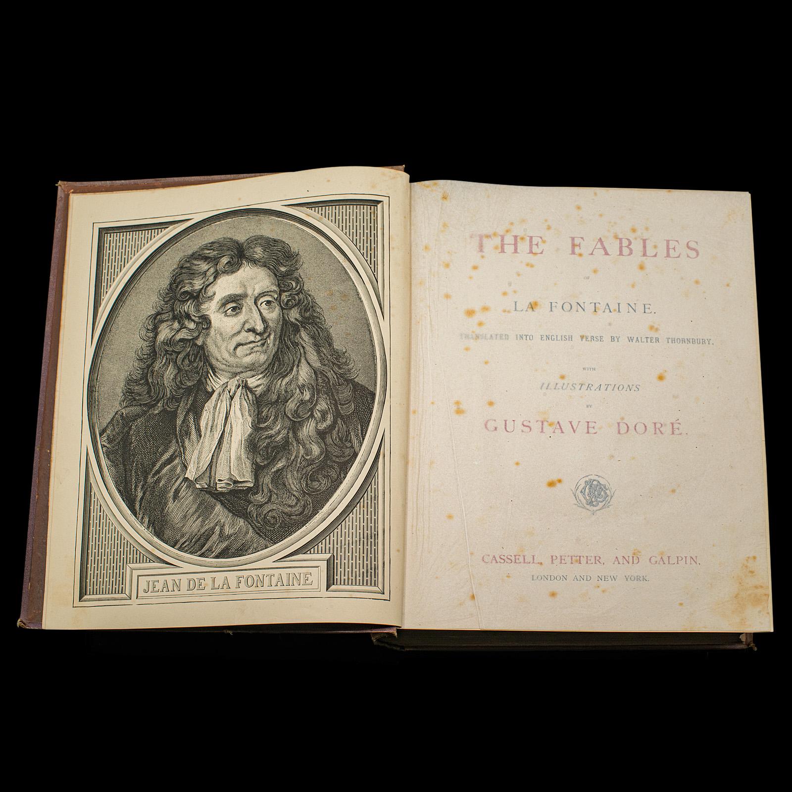 British Antique The Fables Book, Historic Literature, English, Illustrated, Victorian For Sale