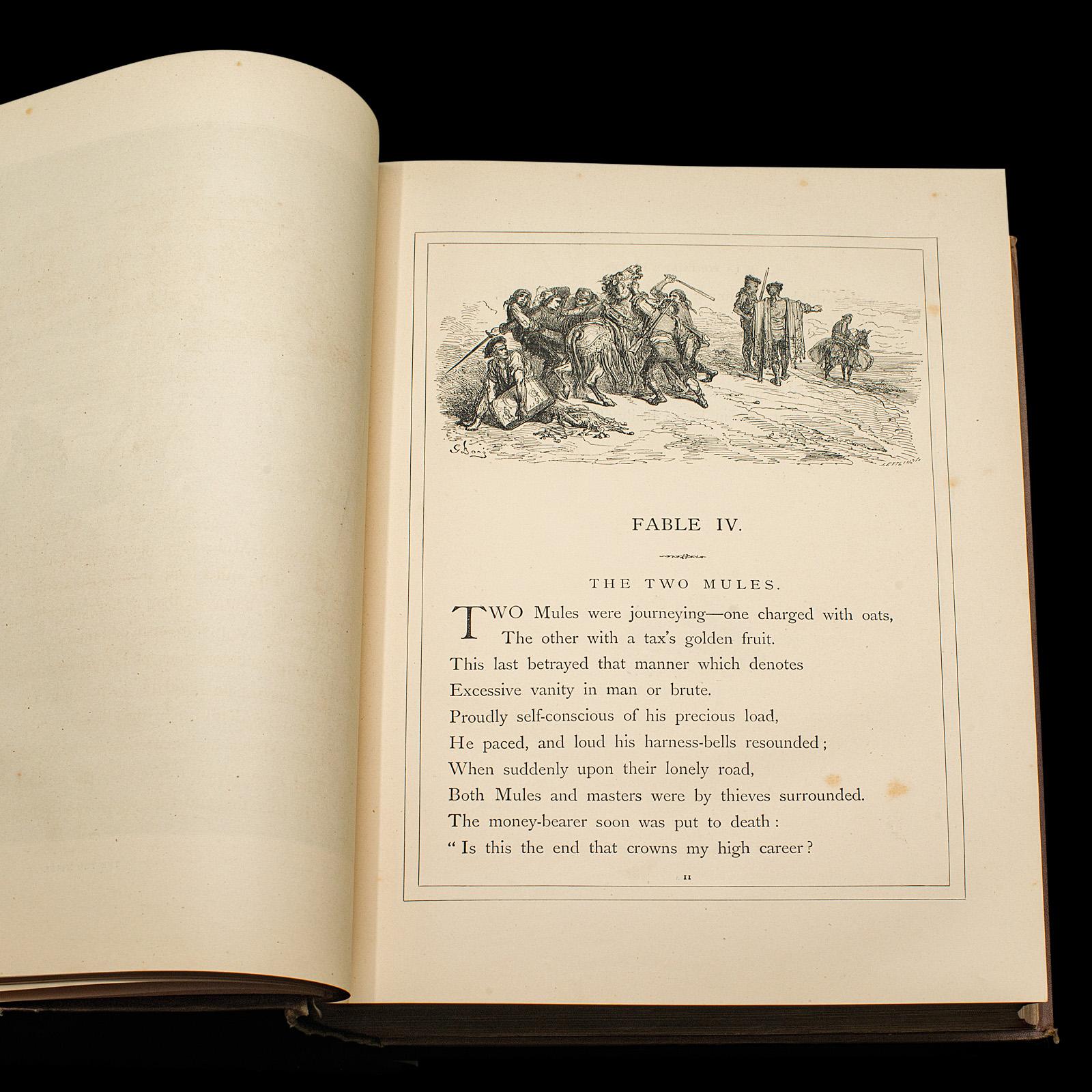 Antique The Fables Book, Historic Literature, English, Illustrated, Victorian For Sale 2