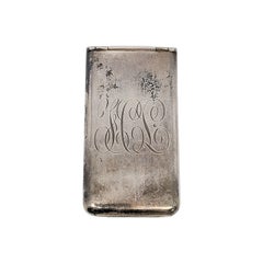 The Metcalf Co Sterling Silver Red Cabochon Calling Card Case w Monogram