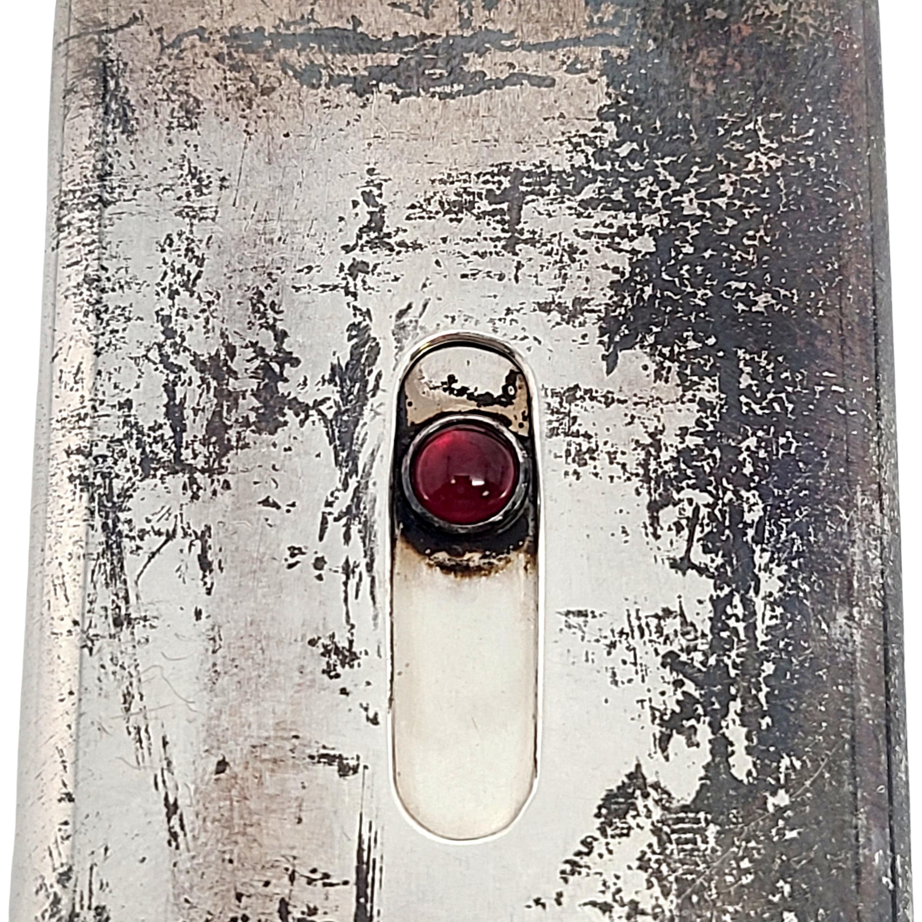 The Metcalf Co Sterling Silver Red Cabochon Calling Card Case w Monogram In Good Condition For Sale In Washington Depot, CT