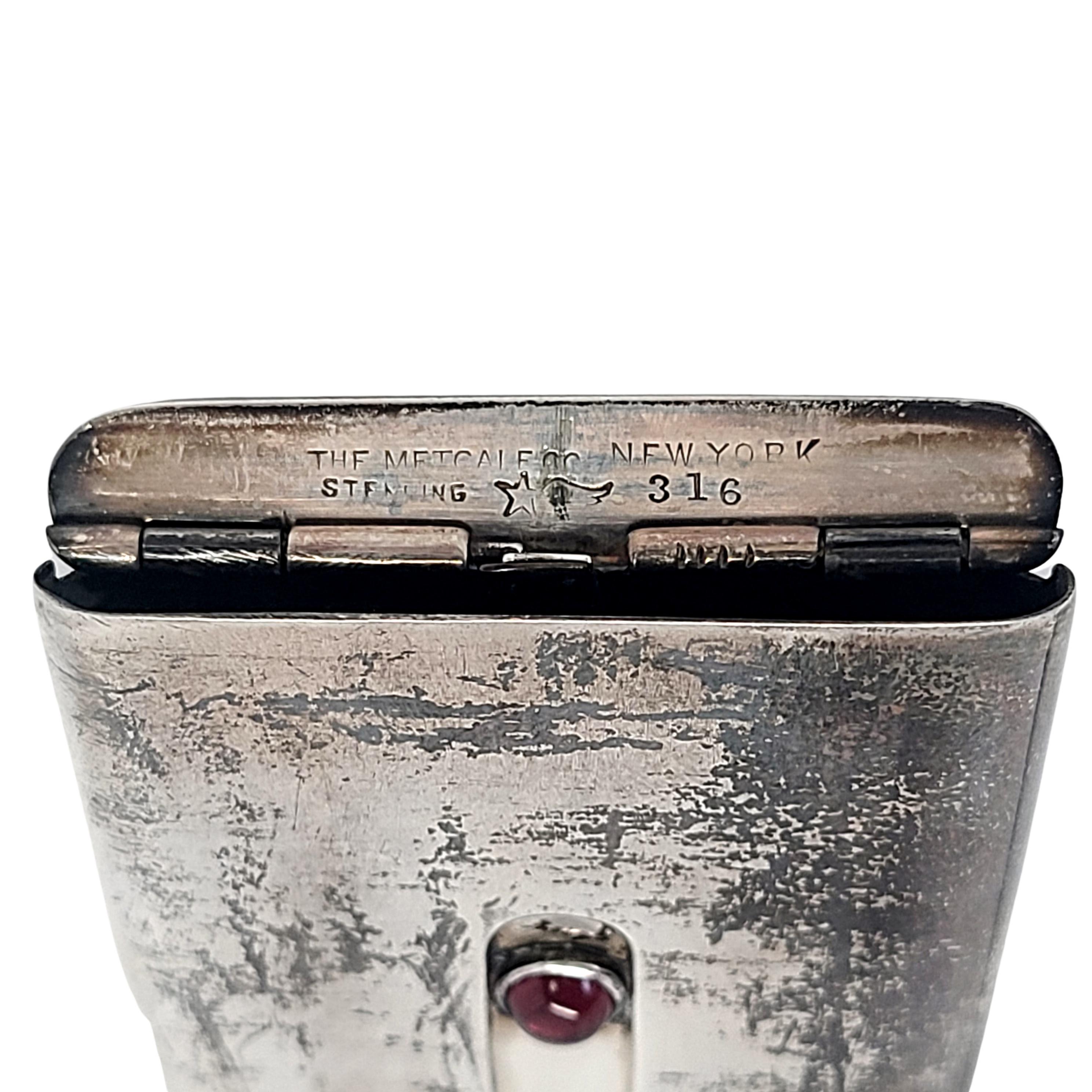 The Metcalf Co Sterling Silver Red Cabochon Calling Card Case w Monogram 1