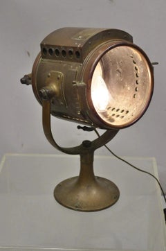 Antique "The Neverout" Searchlight Projector Brass Rose Mfg Maritime Table Lamp