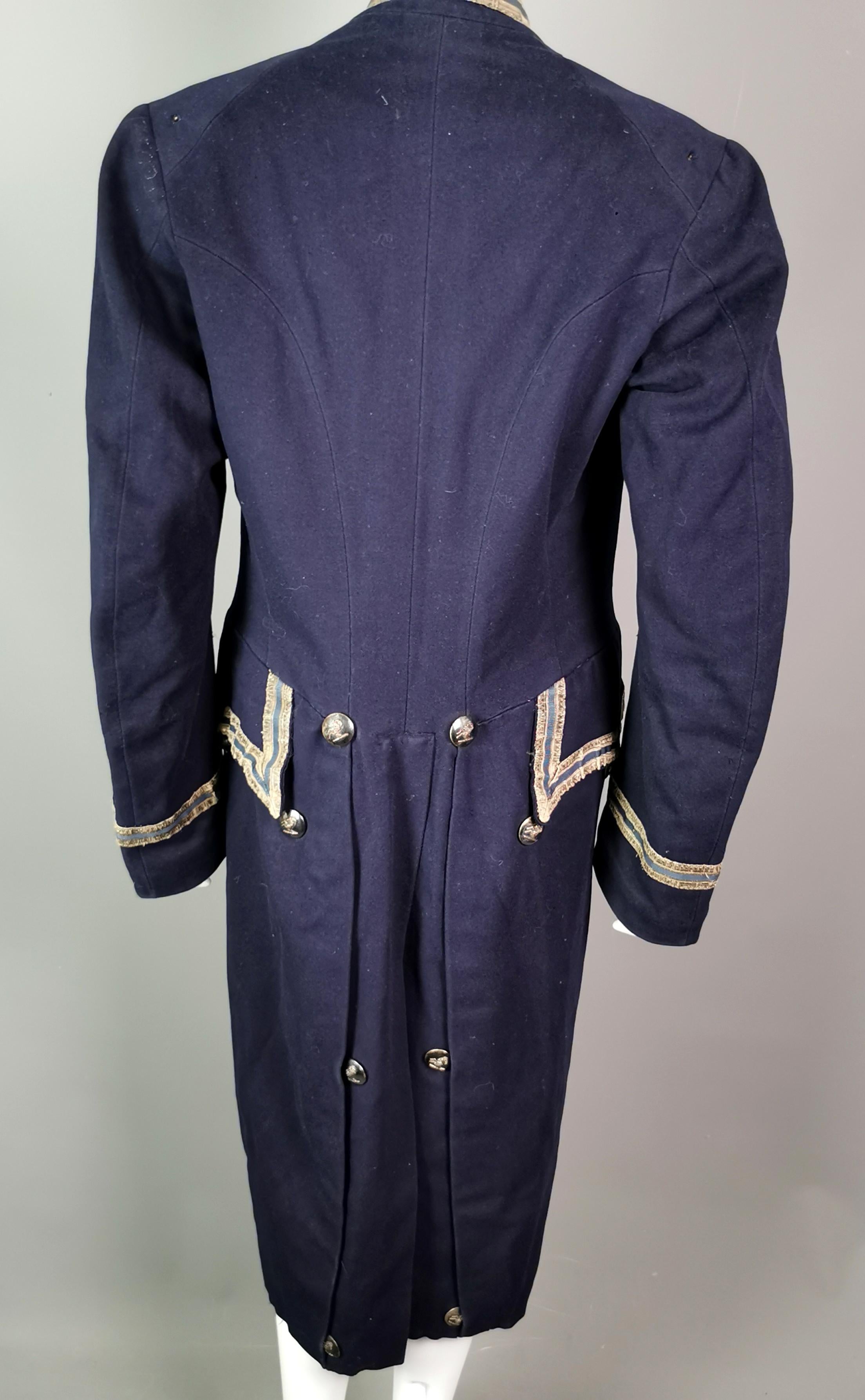 Antique theatrical costume, 18th century military style frock coat, Edwardian  7