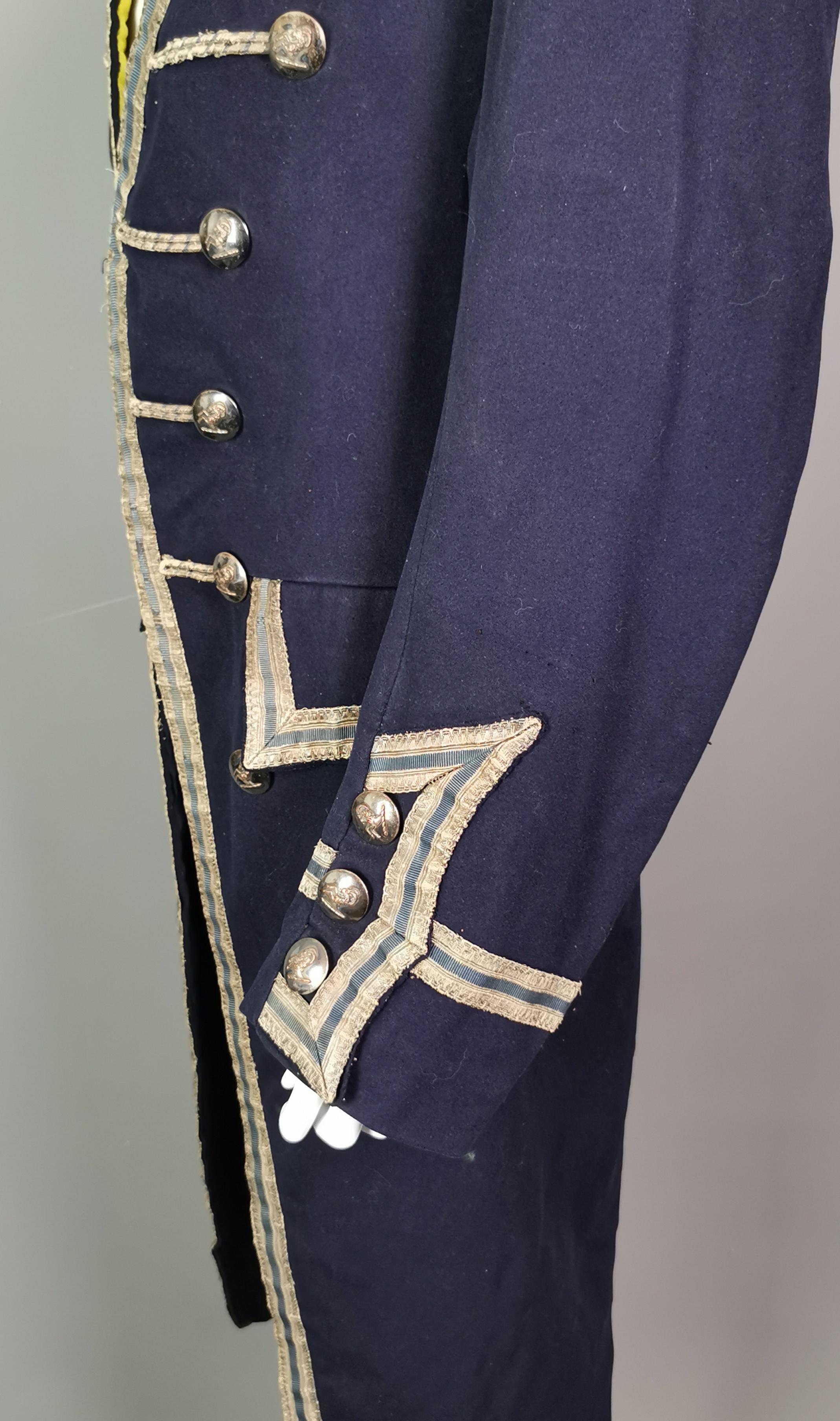 Antique theatrical costume, 18th century military style frock coat, Edwardian  10