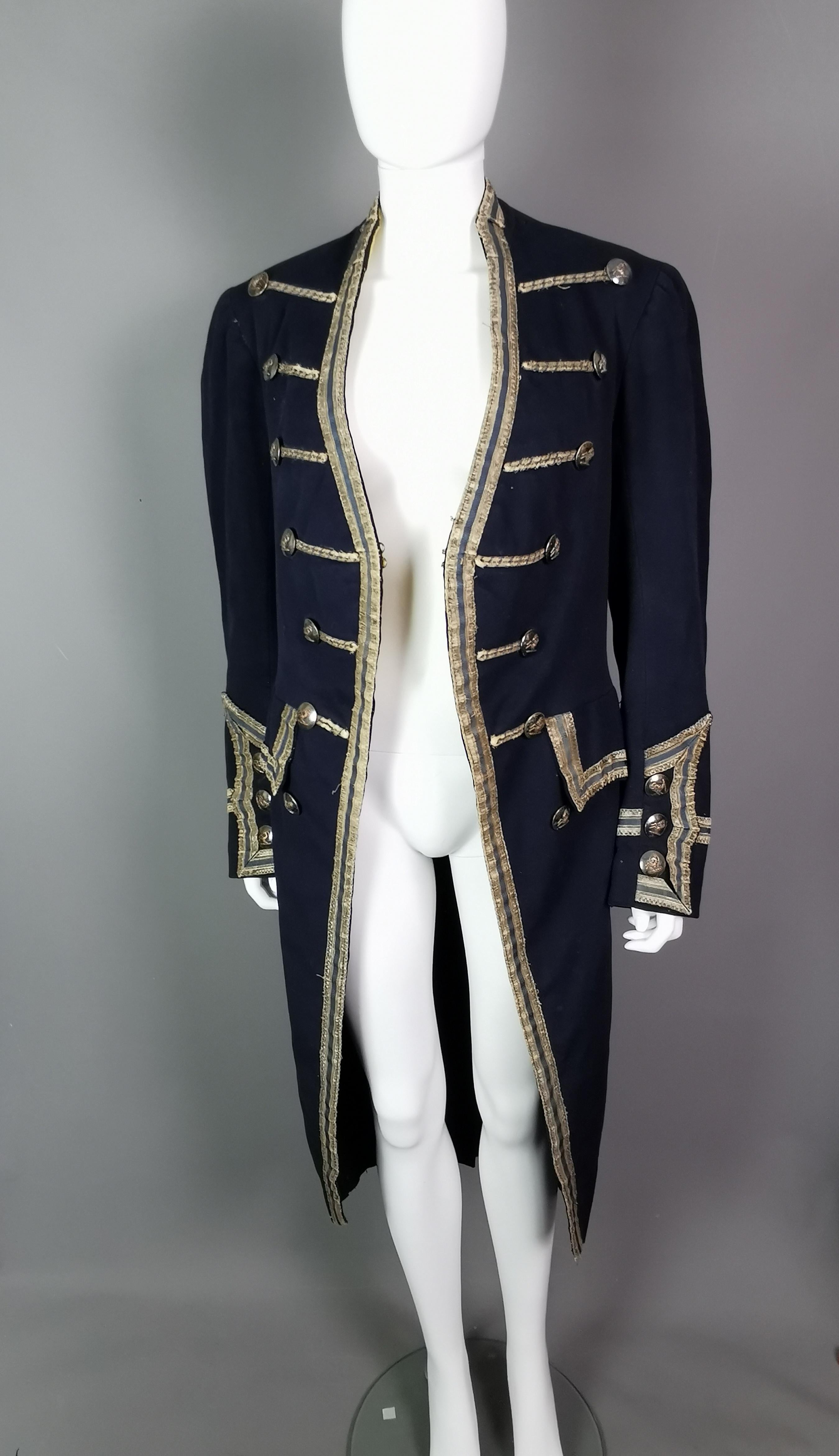 Antique theatrical costume, 18th century military style frock coat, Edwardian  In Fair Condition In NEWARK, GB