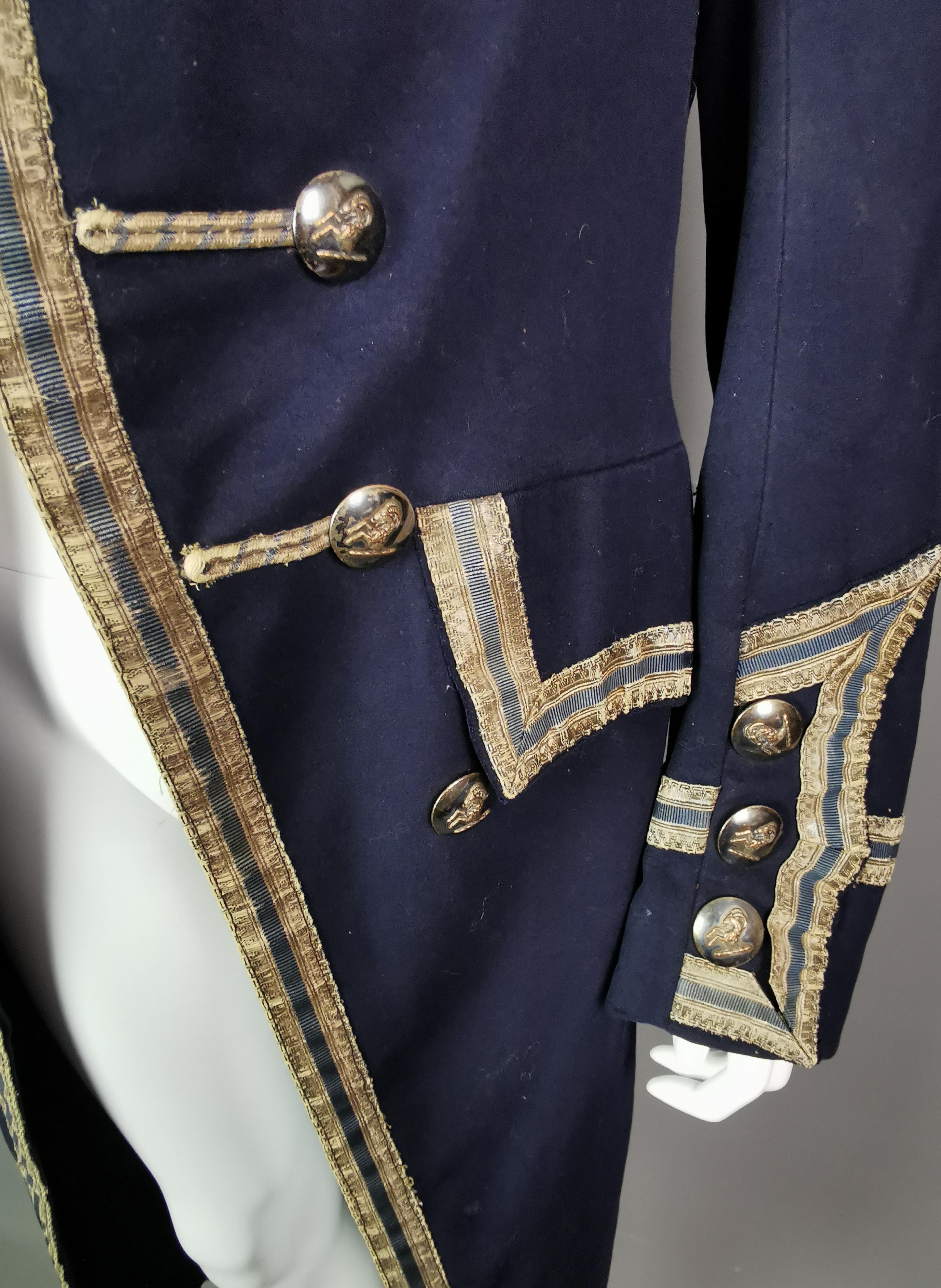 Antique theatrical costume, 18th century military style frock coat, Edwardian  4