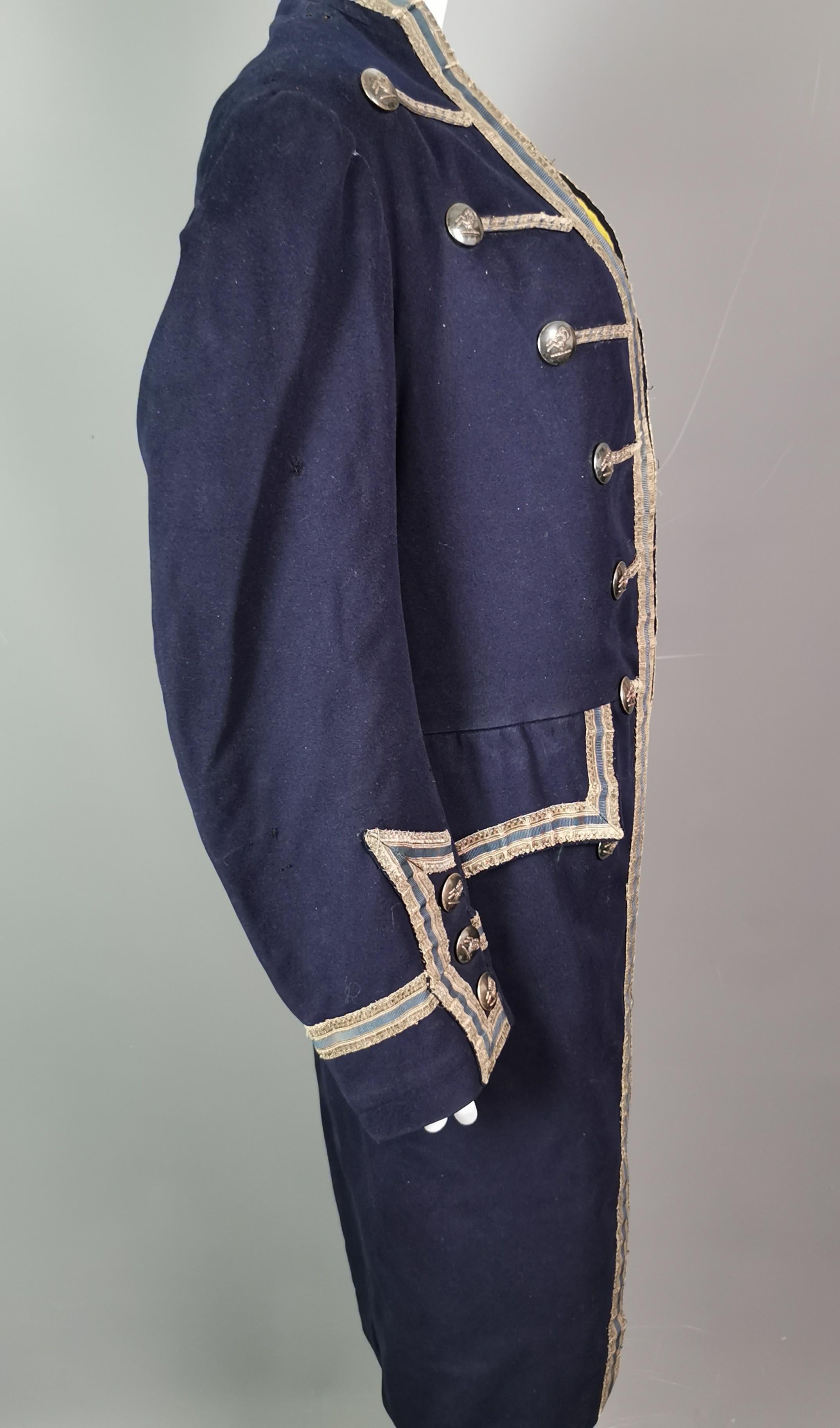 Antique theatrical costume, 18th century military style frock coat, Edwardian  5