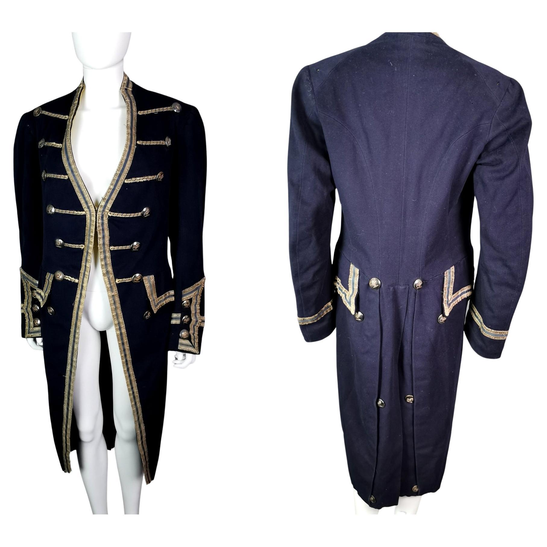 Antique theatrical costume, 18th century military style frock coat, Edwardian 