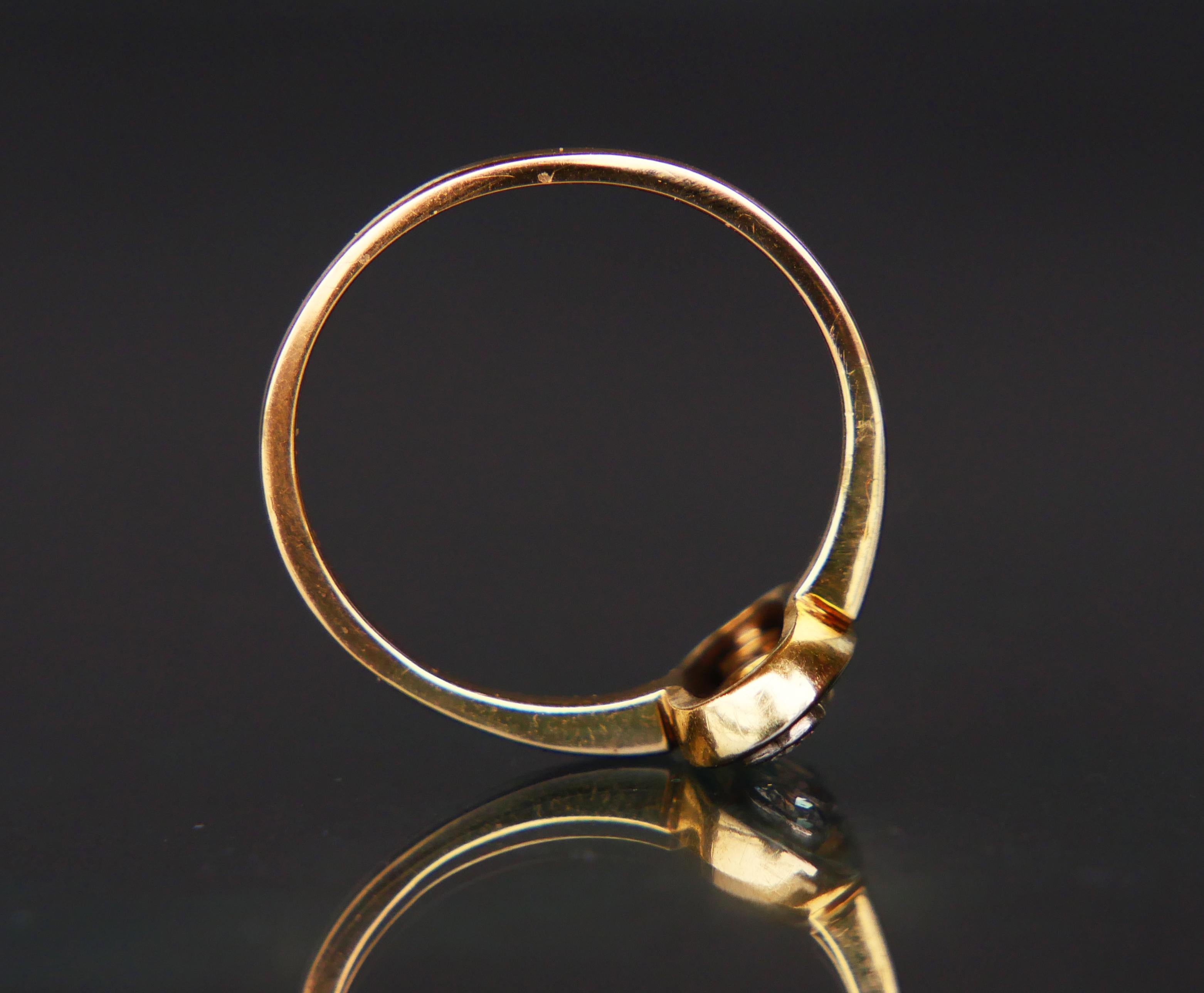 Antiker Thee Stone Ring 0.45ctw Diamanten 14K Gelbgold Platin ØUS8.25/3.3gr im Angebot 1