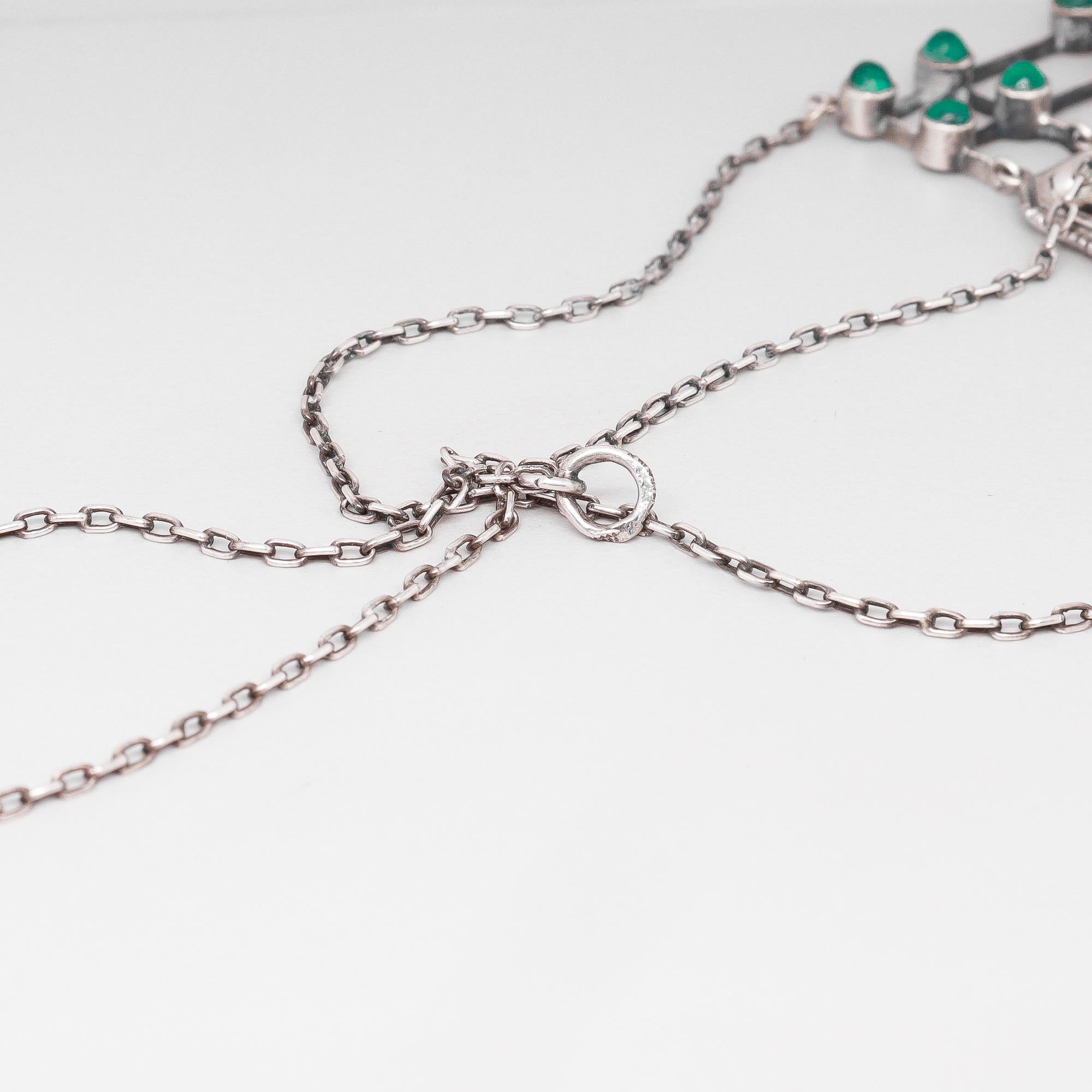 Collana antica Theodor Fahrner in argento, malachite e perle Jugendstil in vendita 13