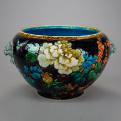 Antique Theodore Deck Figural Faience Majolica Jardiniere, Garden Scene, 19th C.