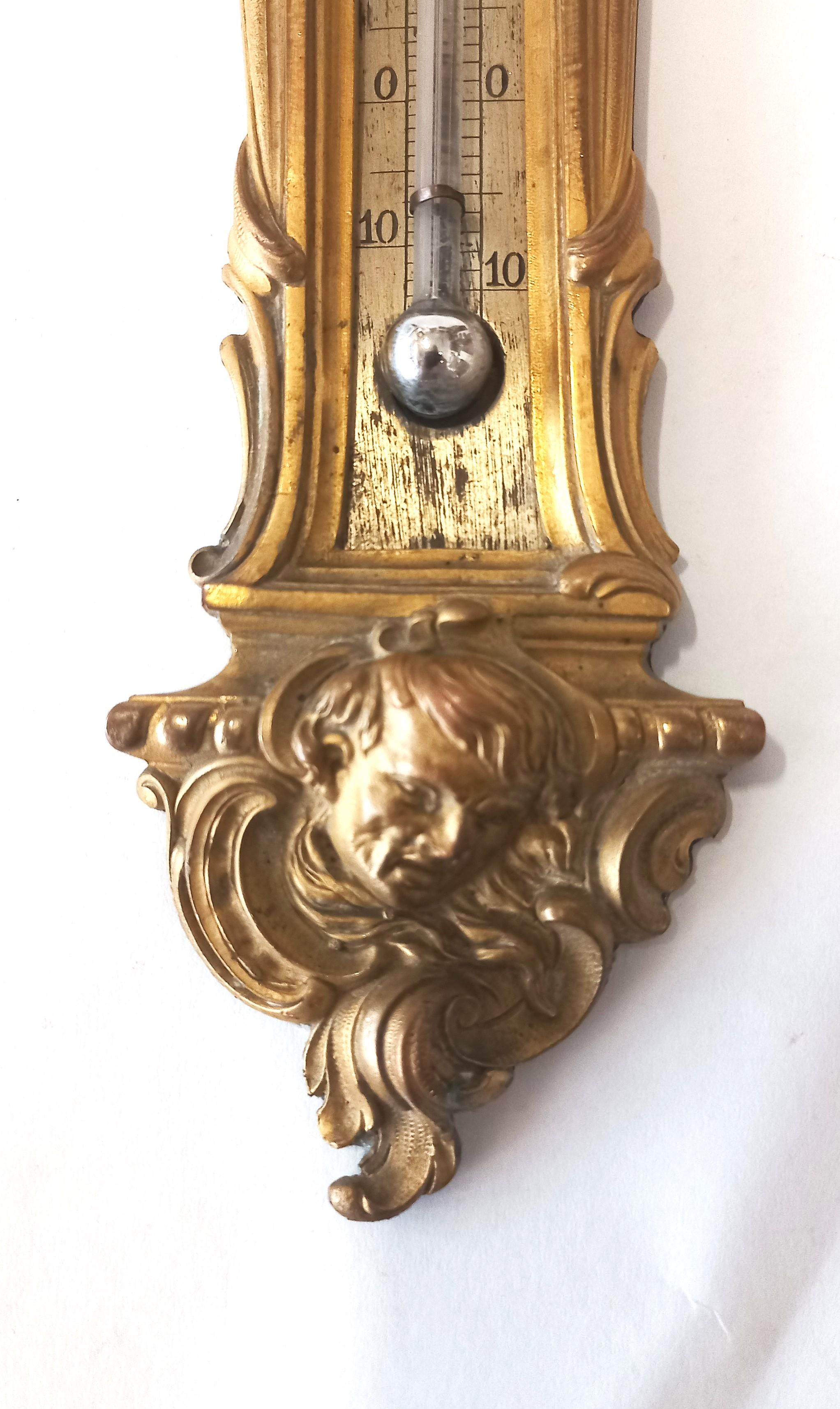 antique thermometer angel brass around 1880 In Good Condition For Sale In Vienna, AT