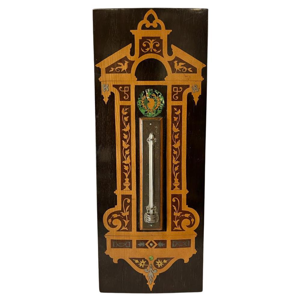 Antique Thermometer, Inlaid with Marquetry, Vienna Austria, 1907 For Sale 3