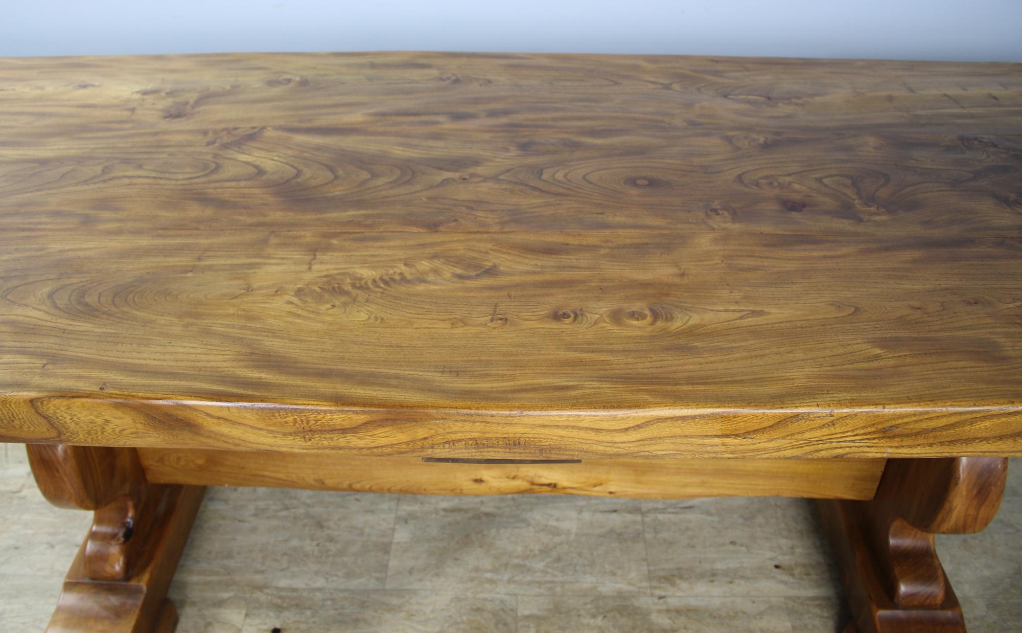 Antique Thick Top Elm Refectory Table 7