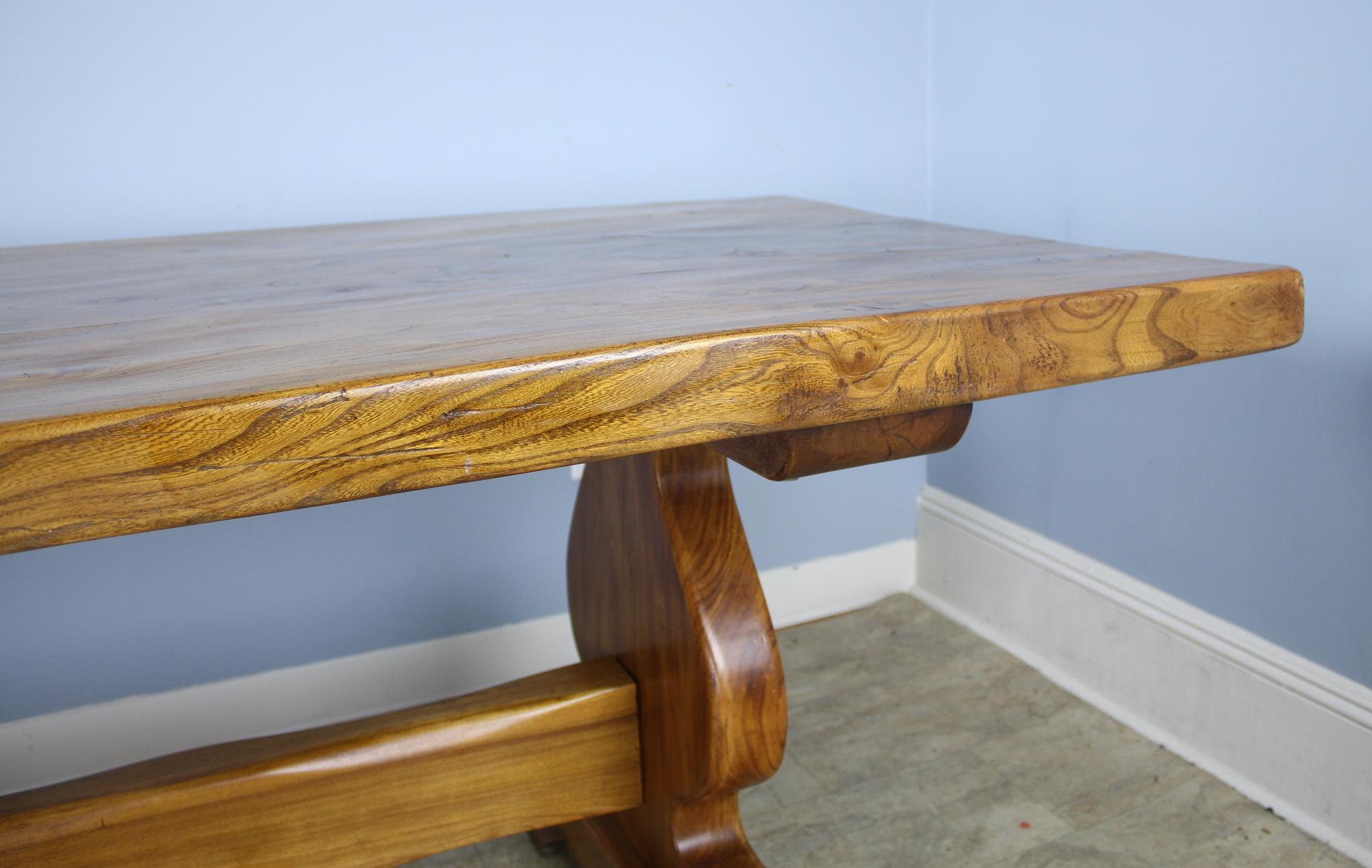 Antique Thick Top Elm Refectory Table In Good Condition In Port Chester, NY