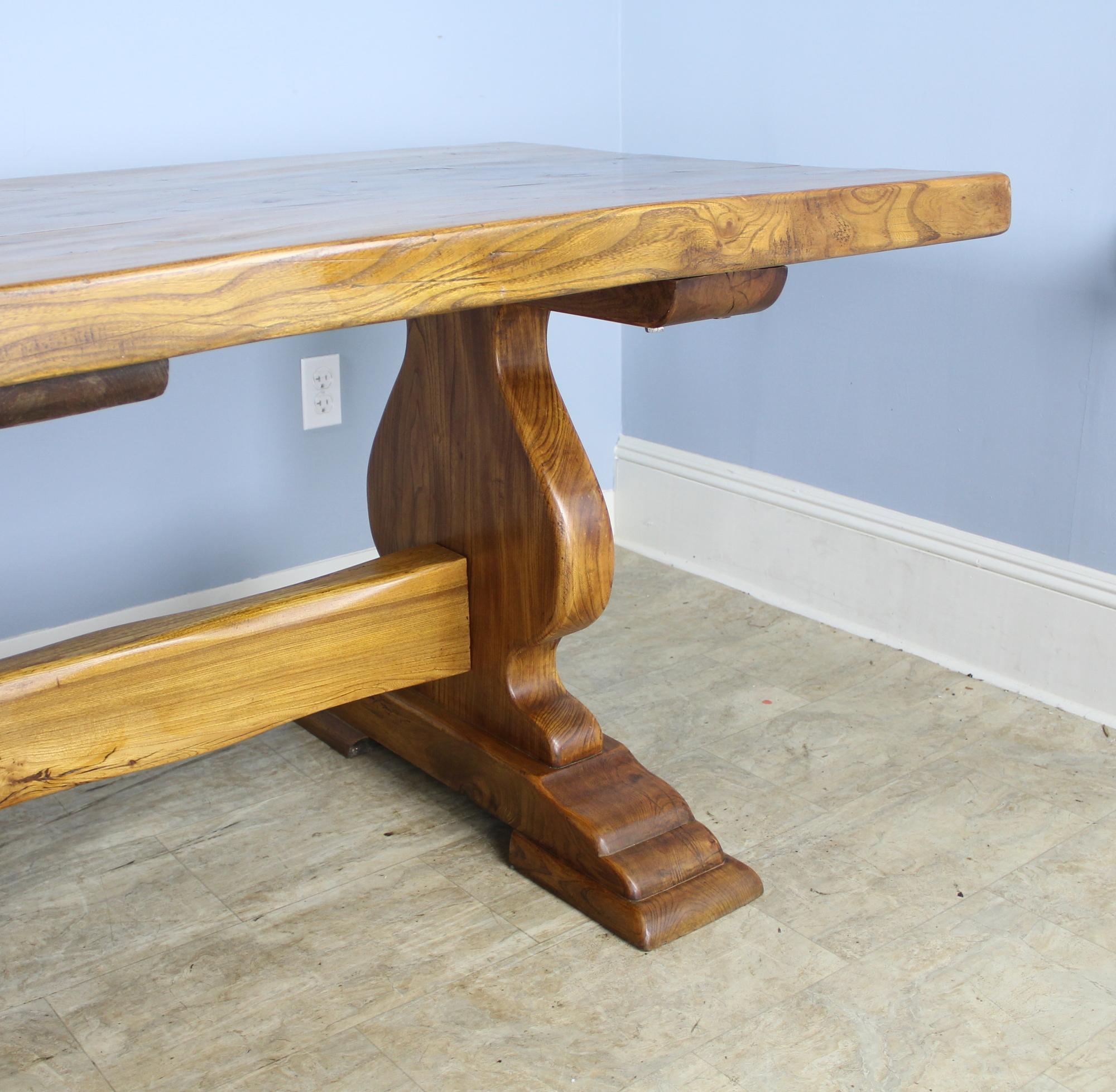 Early 20th Century Antique Thick Top Elm Refectory Table