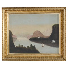 Antique Thomas Chambers Style Hudson River School Landscape Painting, c1880