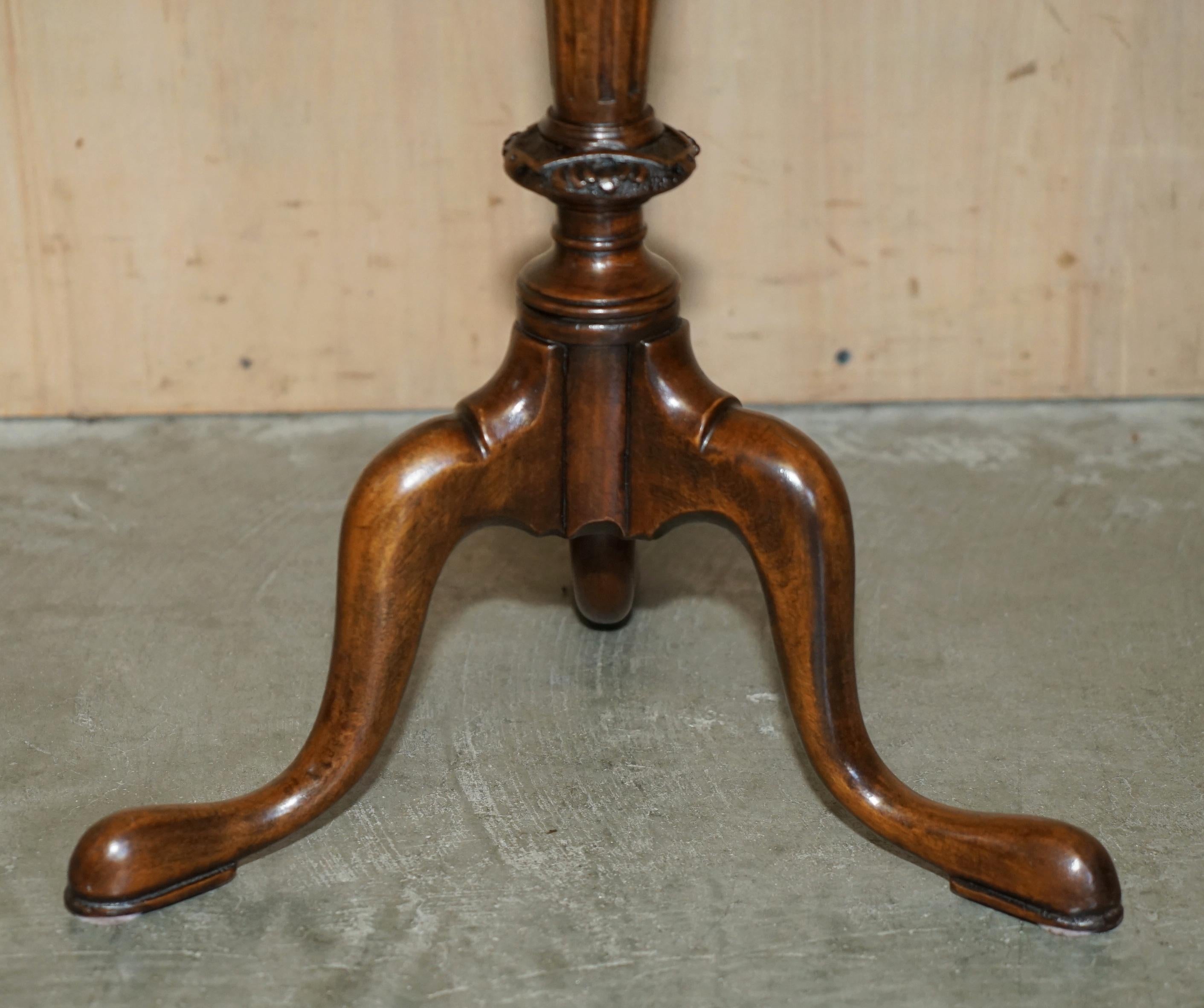 ANTIQUE THOMAS CHIPPENDALE STYLE PiE CRUST EDGE KETTLE STAND TRIPOD SIDE TABLE For Sale 3
