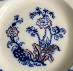 Antique Thomas Dimmock & Co.Flow Blue Bamboo Plate