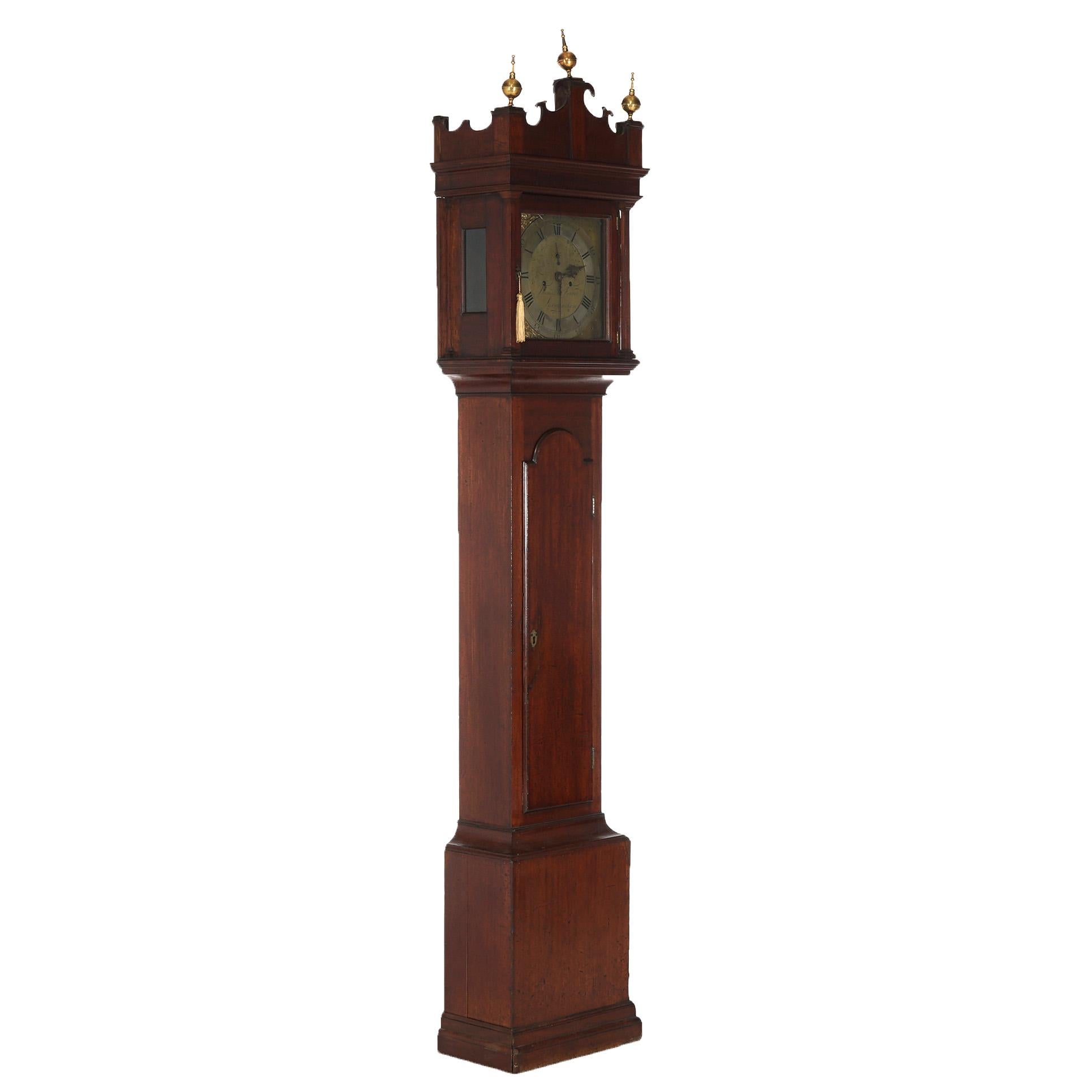 Antique Thomas Farrer Mahogany Grandfather Clock With Brass Finials 19thC For Sale 6