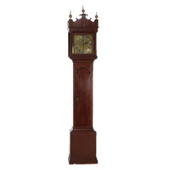 Antique Thomas Farrer Mahogany Grandfather Clock With Brass Finials 19thC