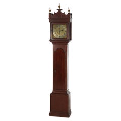 Used Thomas Farrer Mahogany Grandfather Clock With Brass Finials 19thC