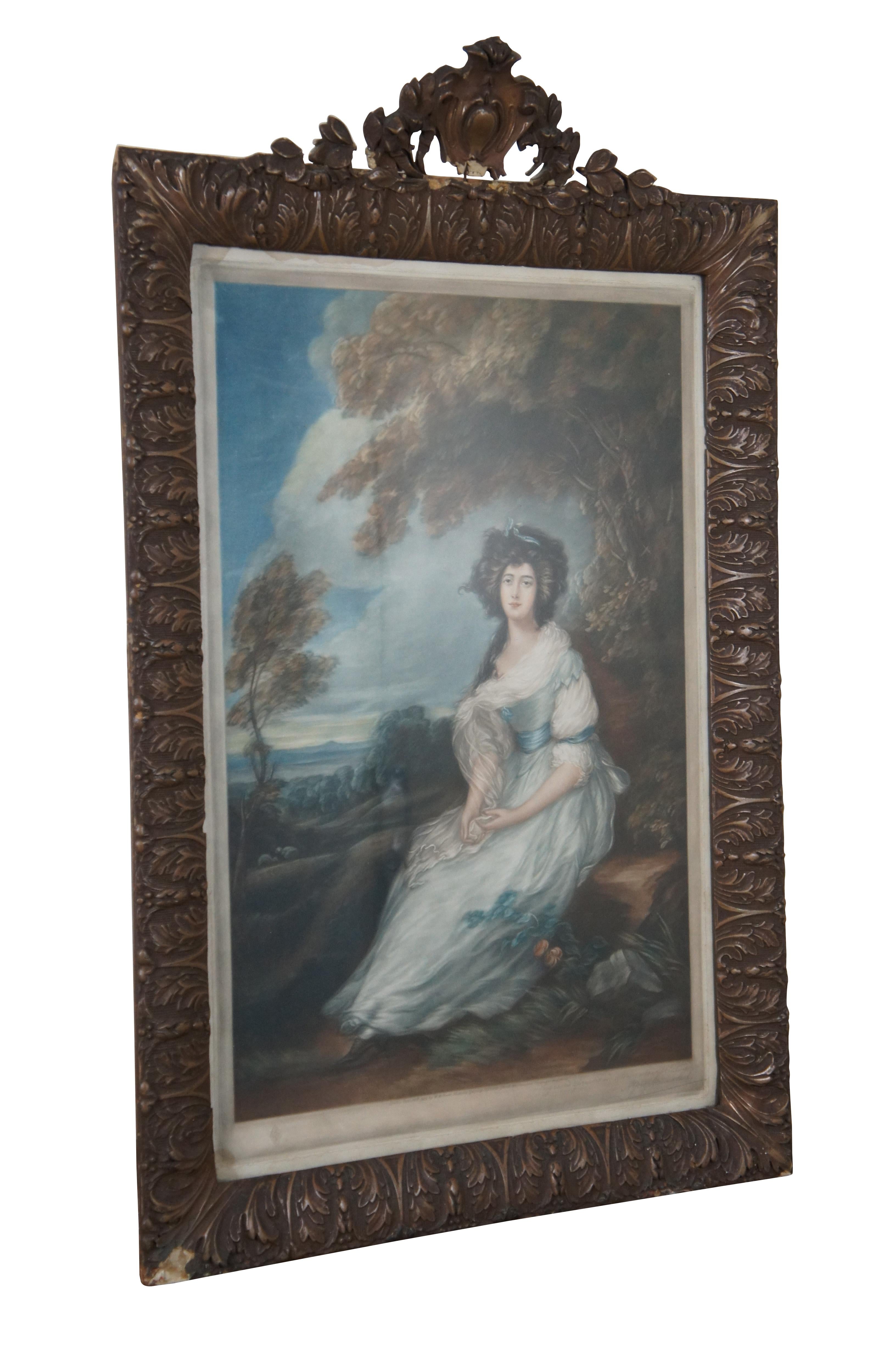 Expressionist Antique Thomas Gainsborough Engraving Mrs Richard Brinsley Sheridan London  For Sale