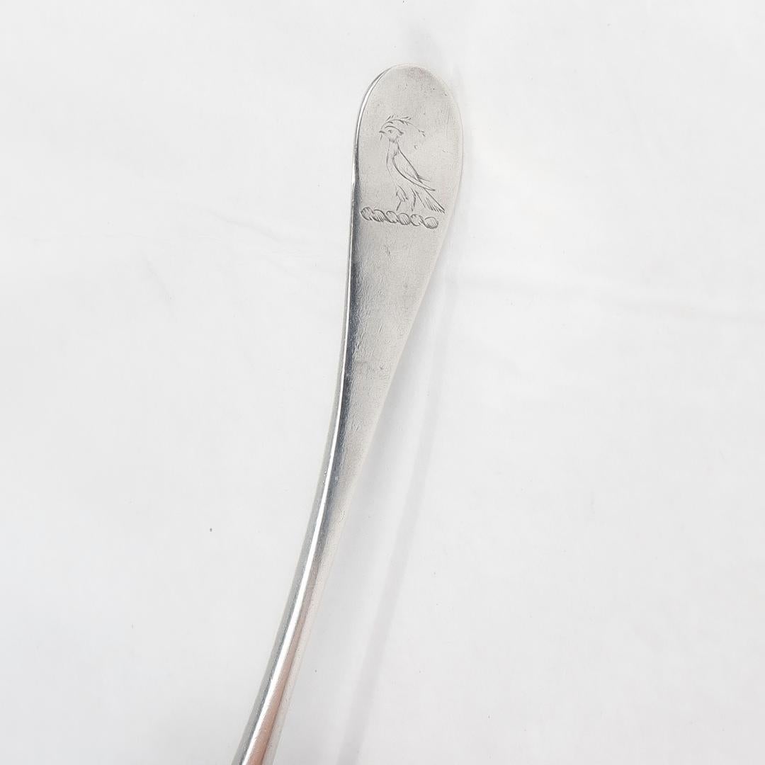 Women's or Men's Antique Thomas Shields Philadelphia Coin Silver Teaspoon / Table Spoon - 18C For Sale