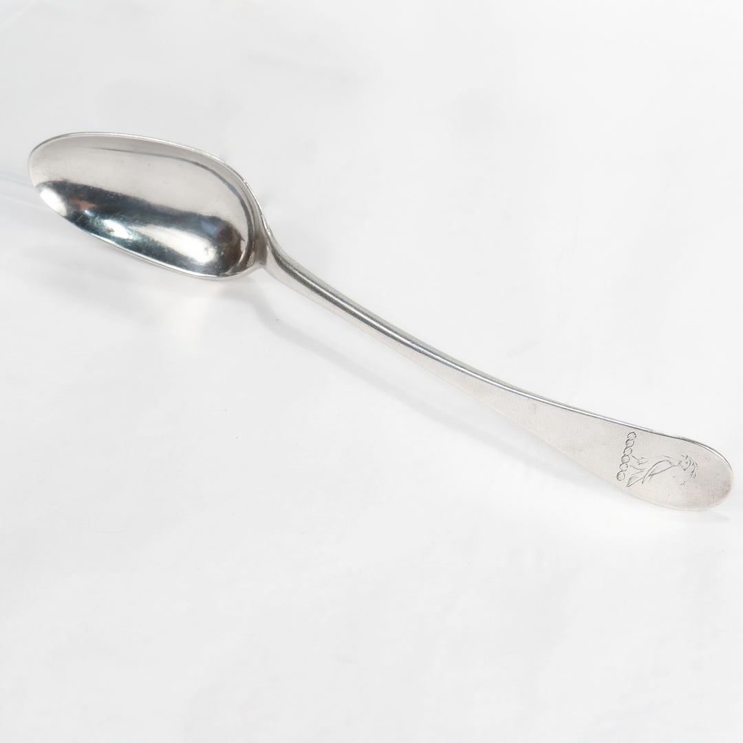 Antique Thomas Shields Philadelphia Coin Silver Teaspoon / Table Spoon - 18C For Sale 1