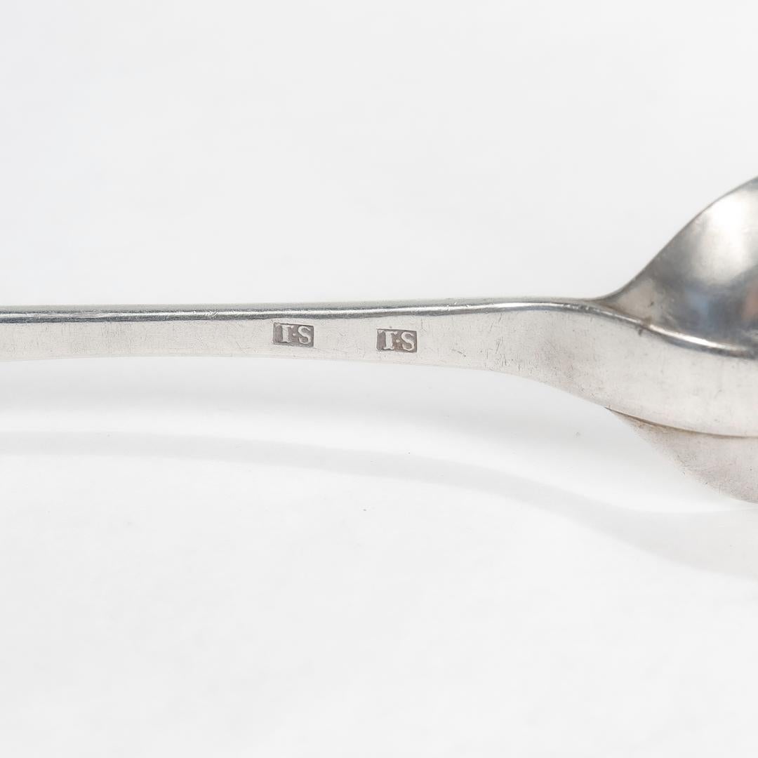 Antique Thomas Shields Philadelphia Coin Silver Teaspoon / Table Spoon - 18C For Sale 2