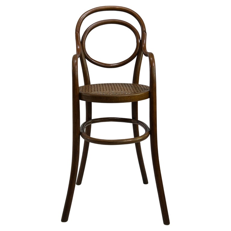 Antique Thonet Bentwood and Wicker Caned Children High Chair For Sale
