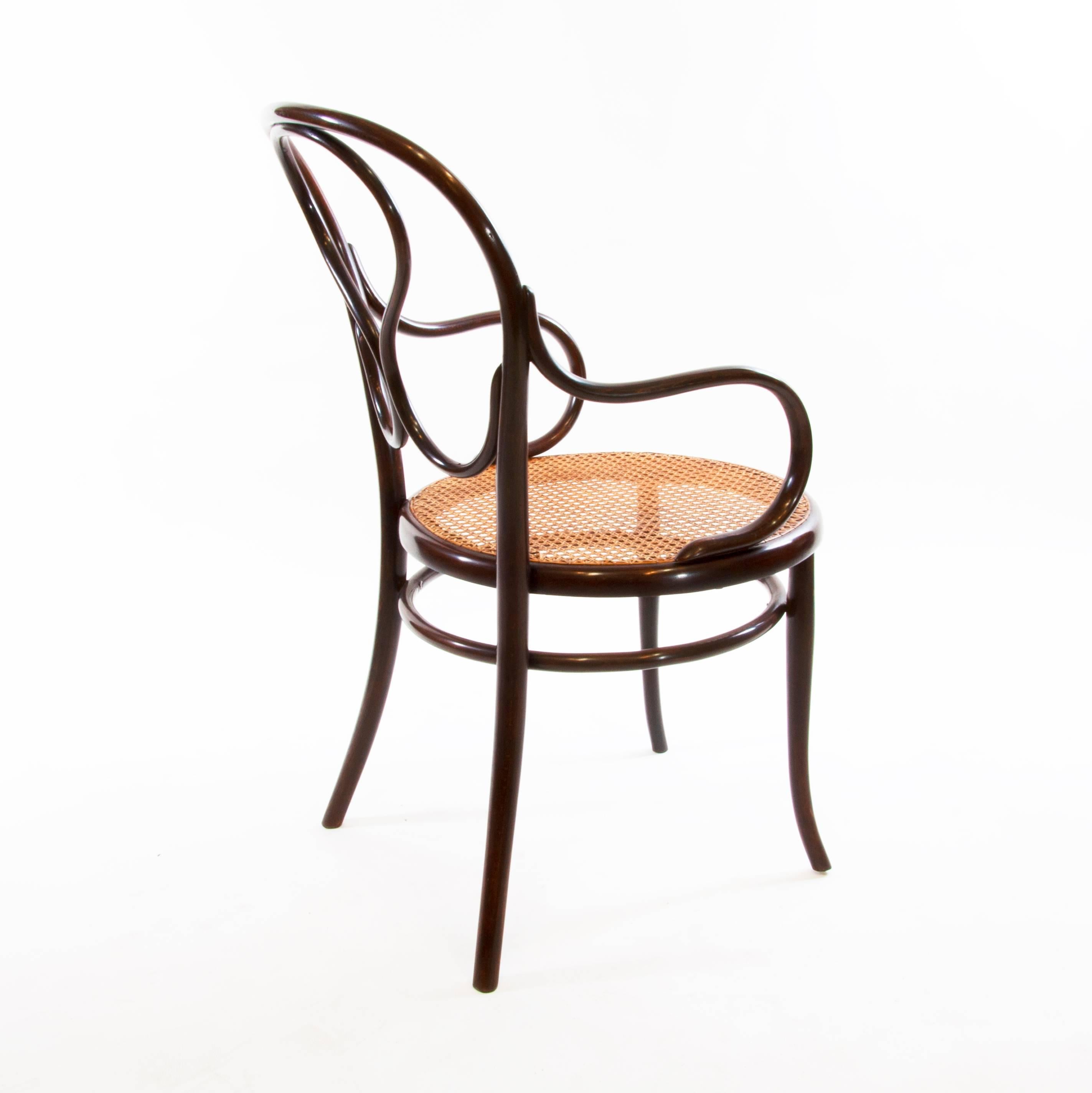 Stained Antique Thonet Bentwood Armchair Fauteuil No. 20, circa 1900 For Sale