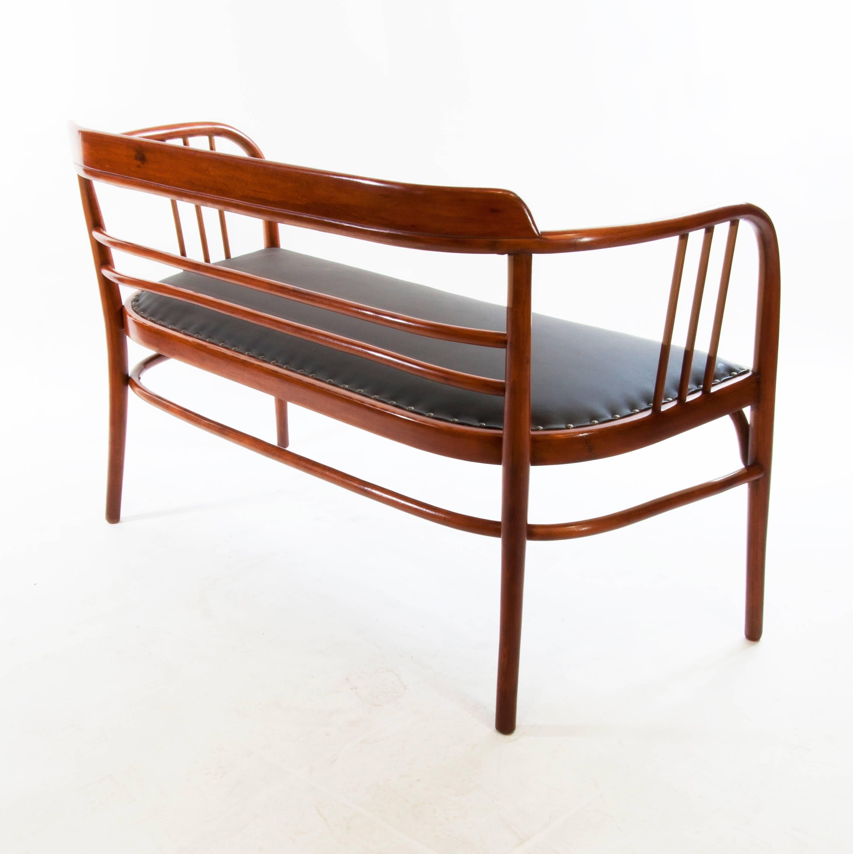 Stained Antique Thonet Bentwood Bench B93 C Jugendstil For Sale