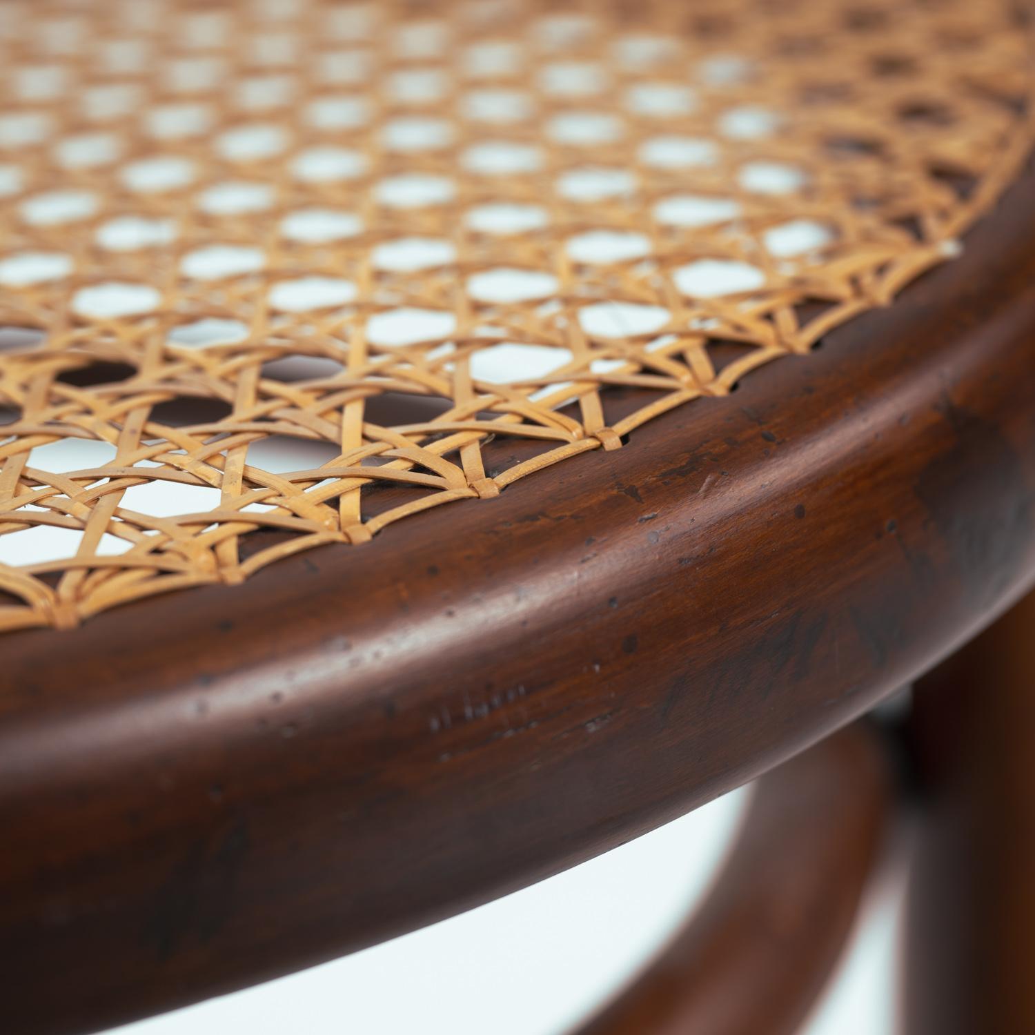 Rattan antique Thonet bistro chairs no 14 118 webbing bentwood, 1880, set of 3 For Sale