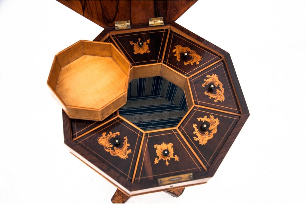 Antique thread table, Northern Europe, late 19th century. 1
