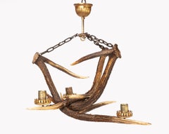 Antique Three-Deer Antler Chandelier