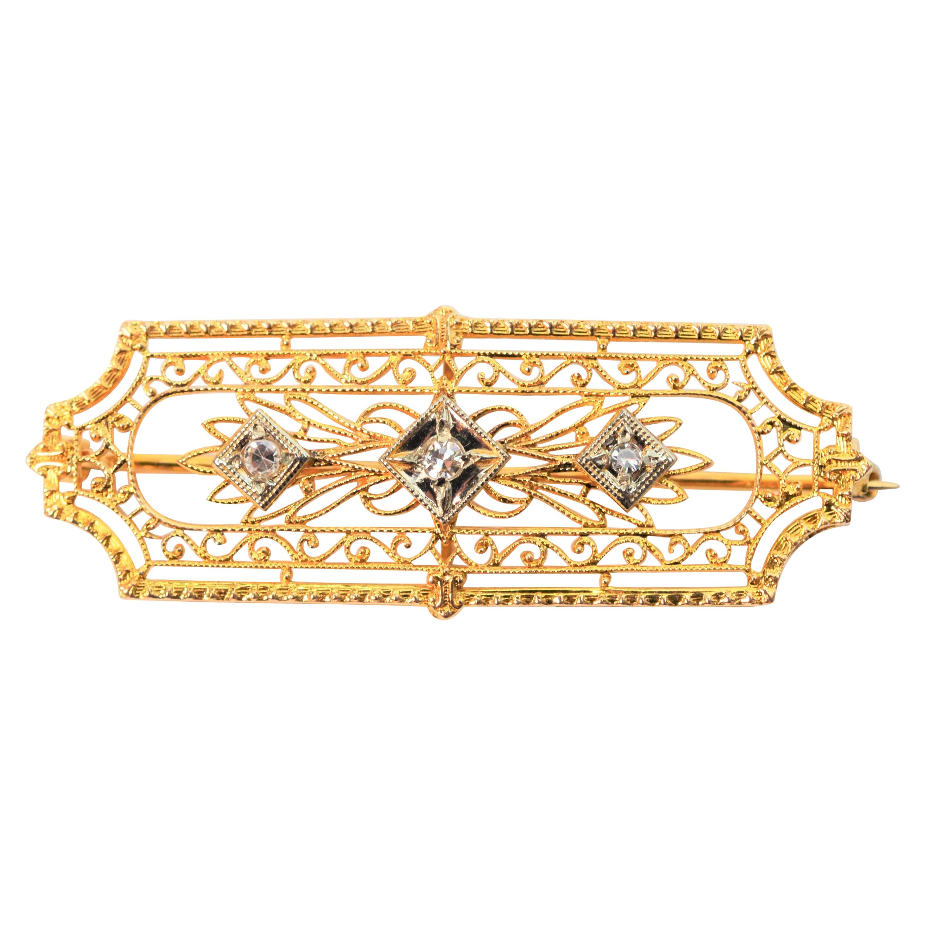 Antique Sapphire Yellow Gold Bar Pin Brooch at 1stDibs